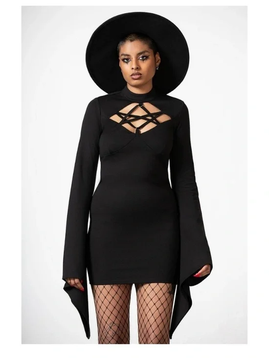 Killstar WITCHUAL Black Bell Sleeve Dress XXL - Picture 1 of 9